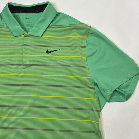 Nike Dri-FiT Tiger Woods ADV Striped Golf Polo XL Spring Green Yellow NEW $90 - Picture 8 of 15